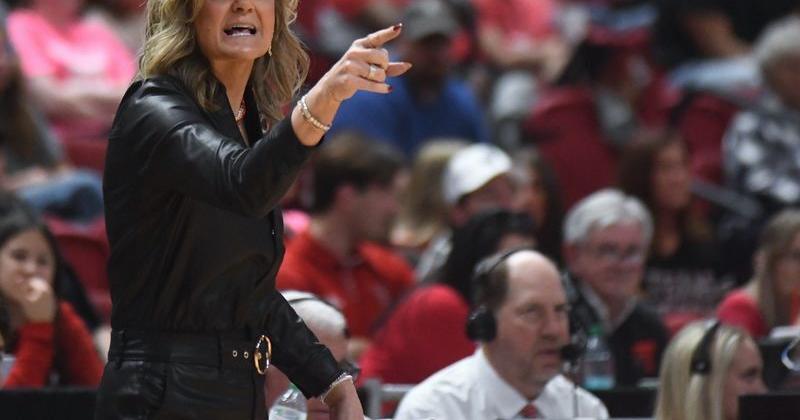 Texas Tech women's basketball coach Krista Gerlich instructs her team against Arizona State in a Big 12 game Sunday, March 1, 2026, at United Supermarkets Arena.