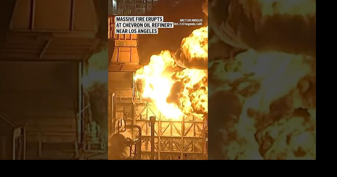 Massive fire erupts at Chevron oil refinery near Los Angeles | Ap Video ...