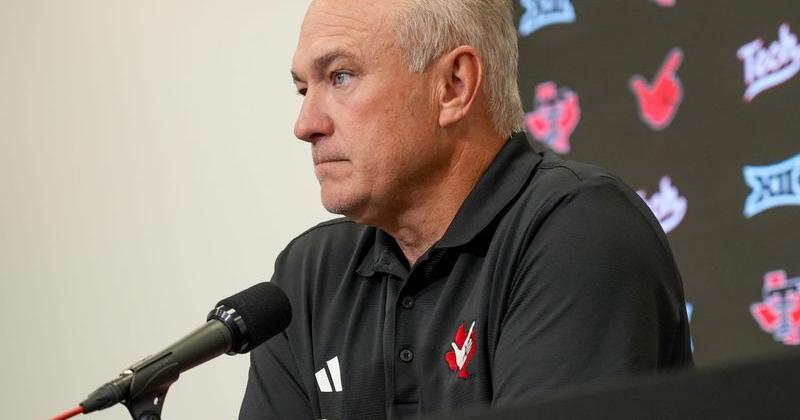 Texas Tech head coach Joey McGuire holds a press conference during the football team's local media day, Tuesday, Aug. 4, 2026, at Galaxy Stadium.