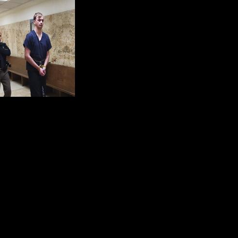 Bode Arnold is escorted out of the 364th District Court after an April 16, 2026, hearing on his request to reduce his $100,000 bond, which was set after his arrest in connection with a March 28, 2026, crash that killed 72-year-old Leo Schneider South of Lubbock.