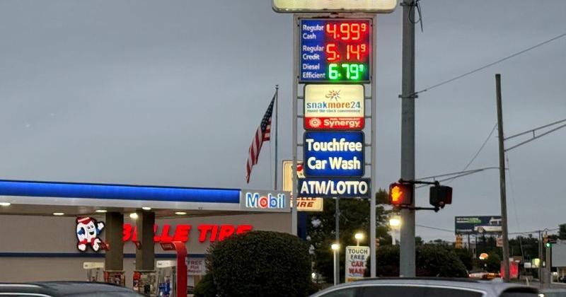 A Mobile gas station off Woodward Avenue in Royal Oak is selling gasoline, which surged overnight, at nearly $5 a gallon on Thursday, Sept. 17.