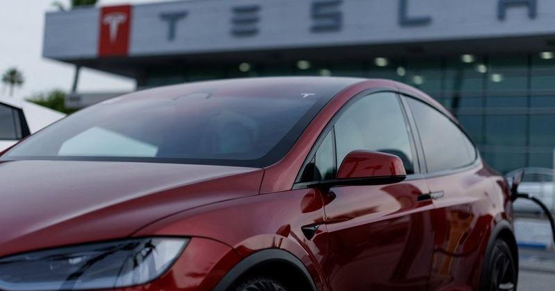 Tesla Model Y at a Tesla dealership in California