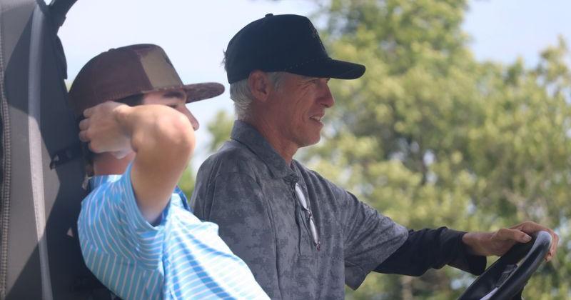 Westbrook Christian golf coach Rob McHugh drives a cart at RTJ Silver Lake in Glencoe, Alabama in the Class 4A and 5A state title tournaments on Tuesday, May 12, 2026. (Maxwell Donaldson, The Gadsden Times)