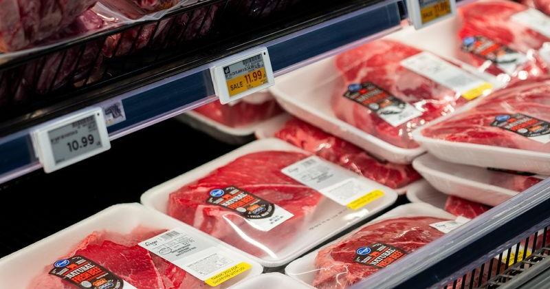 Beef prices are shown in new digital price tags that are being introduced in Kro...