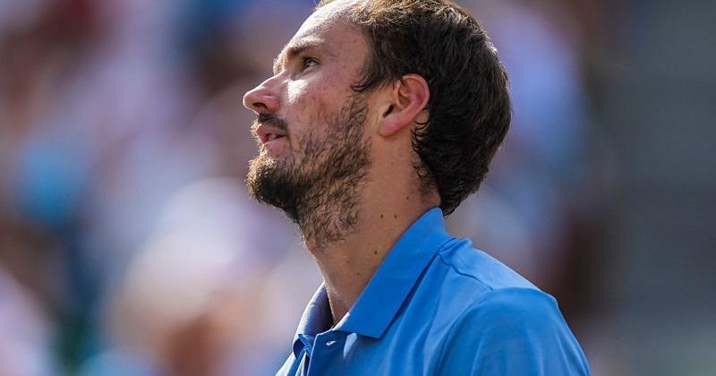 Daniil Medvedev reacts to a point lost to Jannik Sinner in the menÕs singles championship final at the BNP Paribas Open in