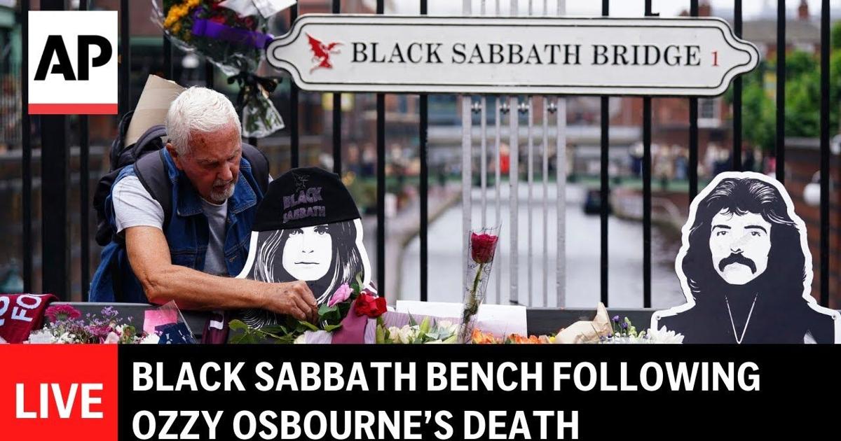 LIVE: View of Birmingham’s Black Sabbath bench following Ozzy Osbourne ...