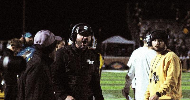 Richmond Hill football coach Matt LeZotte argues a call with an official in a loss against Colquitt County on Oct. 31, 2025 at Wildcat Stadium.