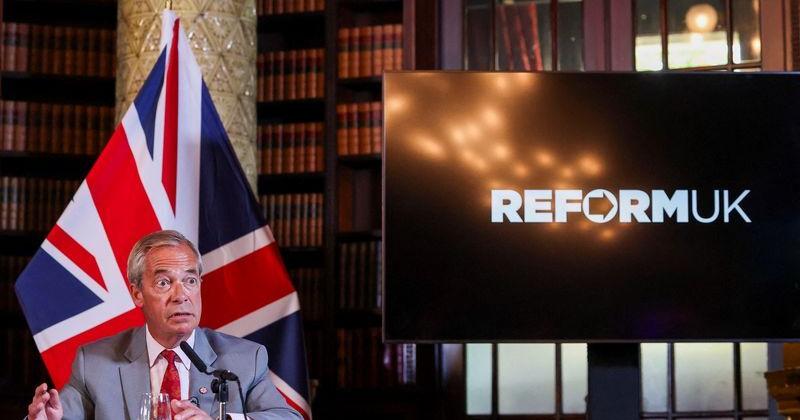 FILE PHOTO: Britain's Reform UK party leader Nigel Farage attends a press conference in London