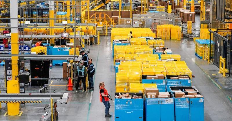 Cyber Monday at the Amazon fulfilment centre in Robbinsville Township in New Jersey