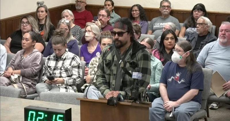 Antonio Moreida, 37, the man who was sent to the hospital after being hit by a U.S. Immigration and Customs Enforcement vehicle operating in Northern California, speaks during a Woodland City Council Meeting, on Tuesday, Oct. 20, 2026, in Woodland, CA.