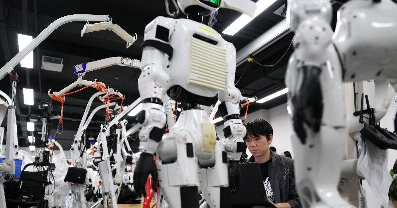 Humanoid robots at Beijing Humanoid Robot Innovation Center in Beijing