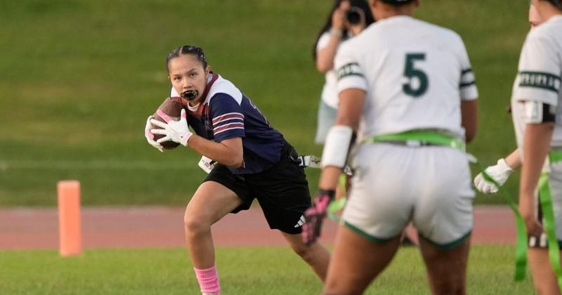 Megan Lopez, 17, makes a second interception for La Quinta against Cabrillo in La Quinta, Calif., October 20, 2026.