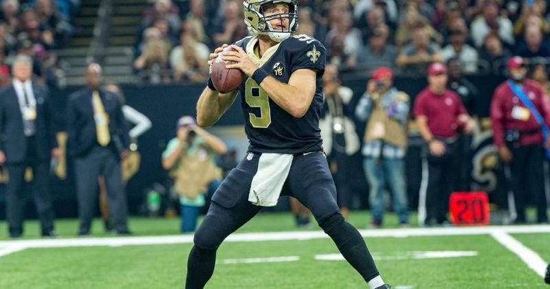 Saints quarterback Drew Brees throws a pass during the NFL football game between the New Orleans Saints and the Los Angeles Rams on Sunday, Nov. 4, 2018.