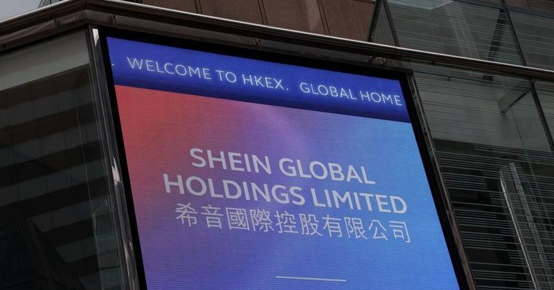 The stock code of online fashion retailer Shein is displayed on a screen during its listing ceremony at the Hong Kong Stock Exchange, in Hong Kong