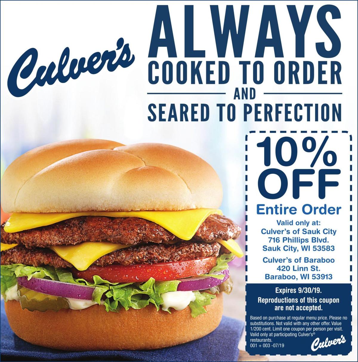 Culver's buy one get one coupon