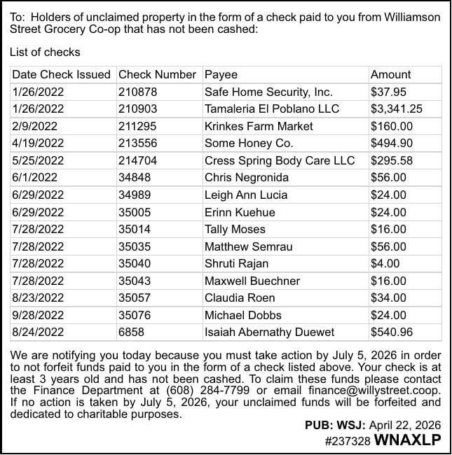 Willy Street Co-Op - Ad from 2026-04-22
