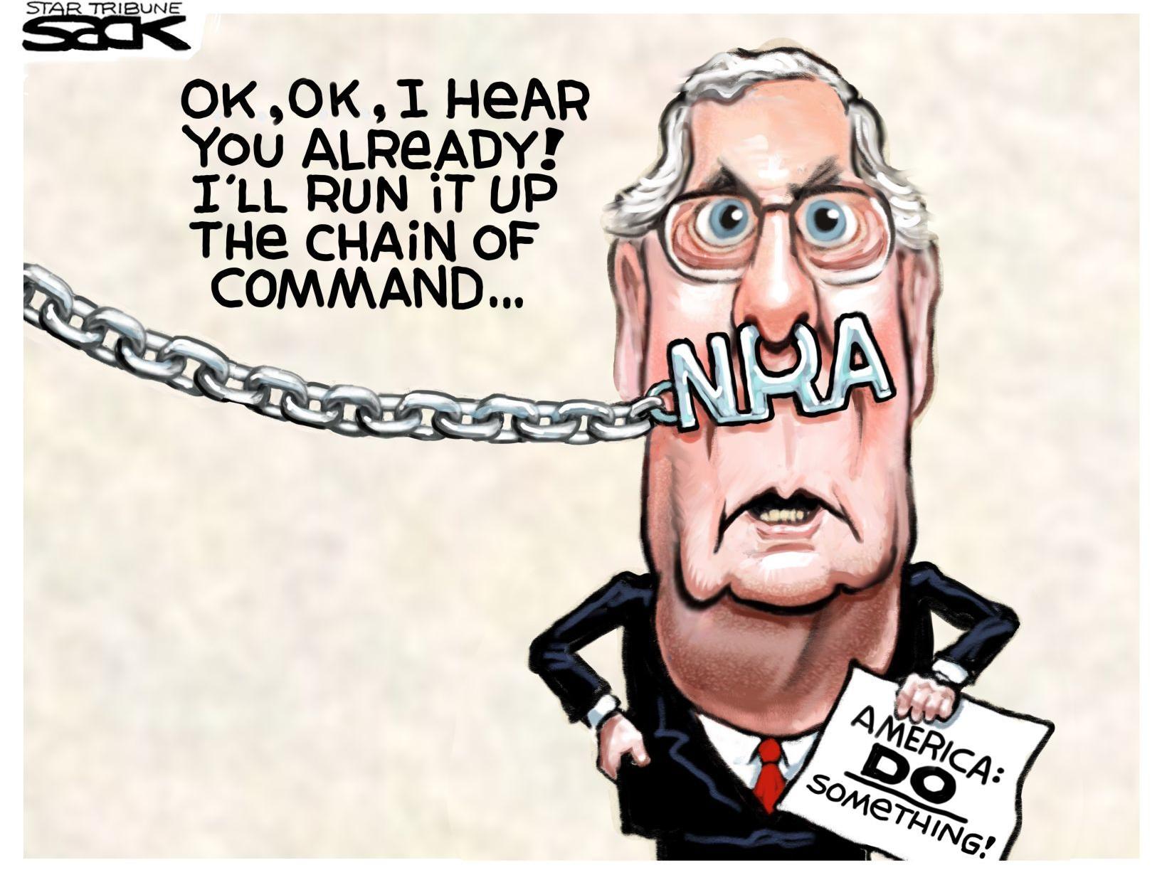 Mitch Mcconnell Chained To The Nra In Steve Sack S Latest Political Cartoon Opinion Cartoon Madison Com