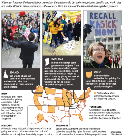 Map of labor protests