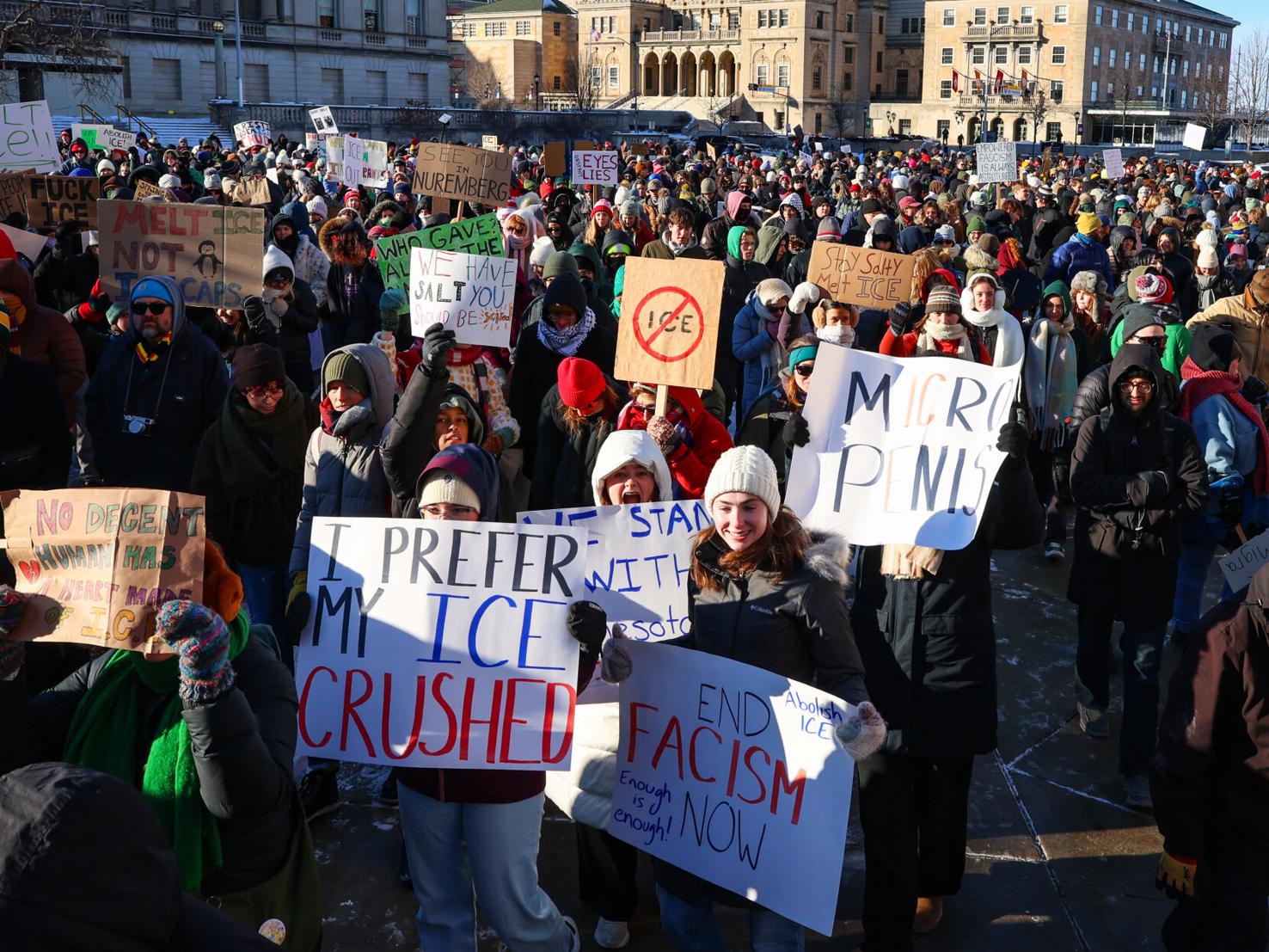 Protesters pack State Street for Madison’s 'ICE Out' rally