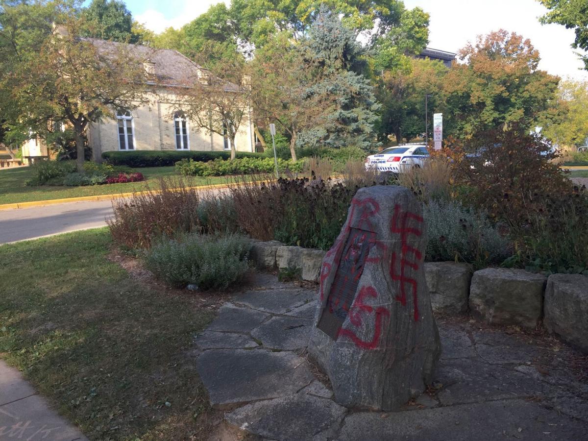 Trump Rules Antifa Sucks Graffiti Swastikas Scrubbed From Monument Near Historic Madison Synagogue Crime News Madison Com