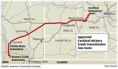 Approved Cardinal-Hickory Creek transmission line route