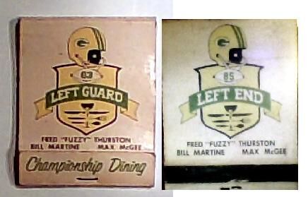 Green Bay Packers Vintage Fuzzy Thurston, Max Mcgee Left Gaurd Steak House  NICE