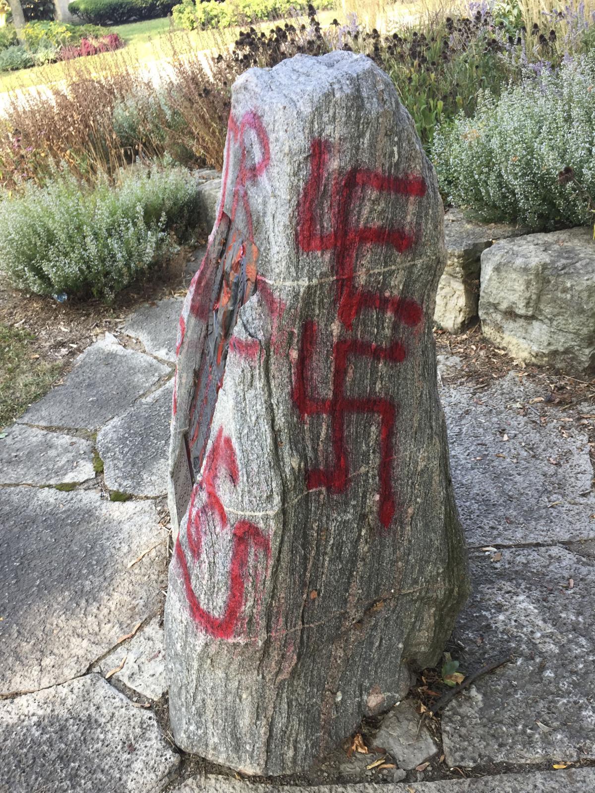 Trump Rules Antifa Sucks Graffiti Swastikas Scrubbed From Monument Near Historic Madison Synagogue Crime News Madison Com