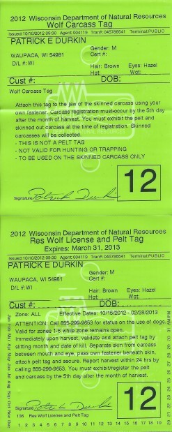 Patrick Durkin wolf license
