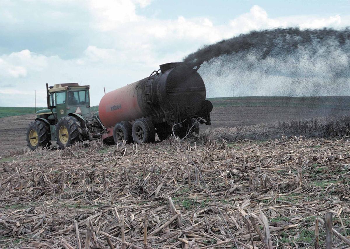 Manure tanker in field