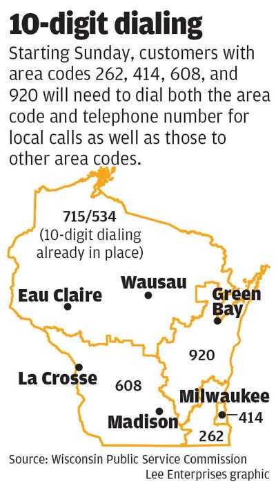 Wisconsin area code map