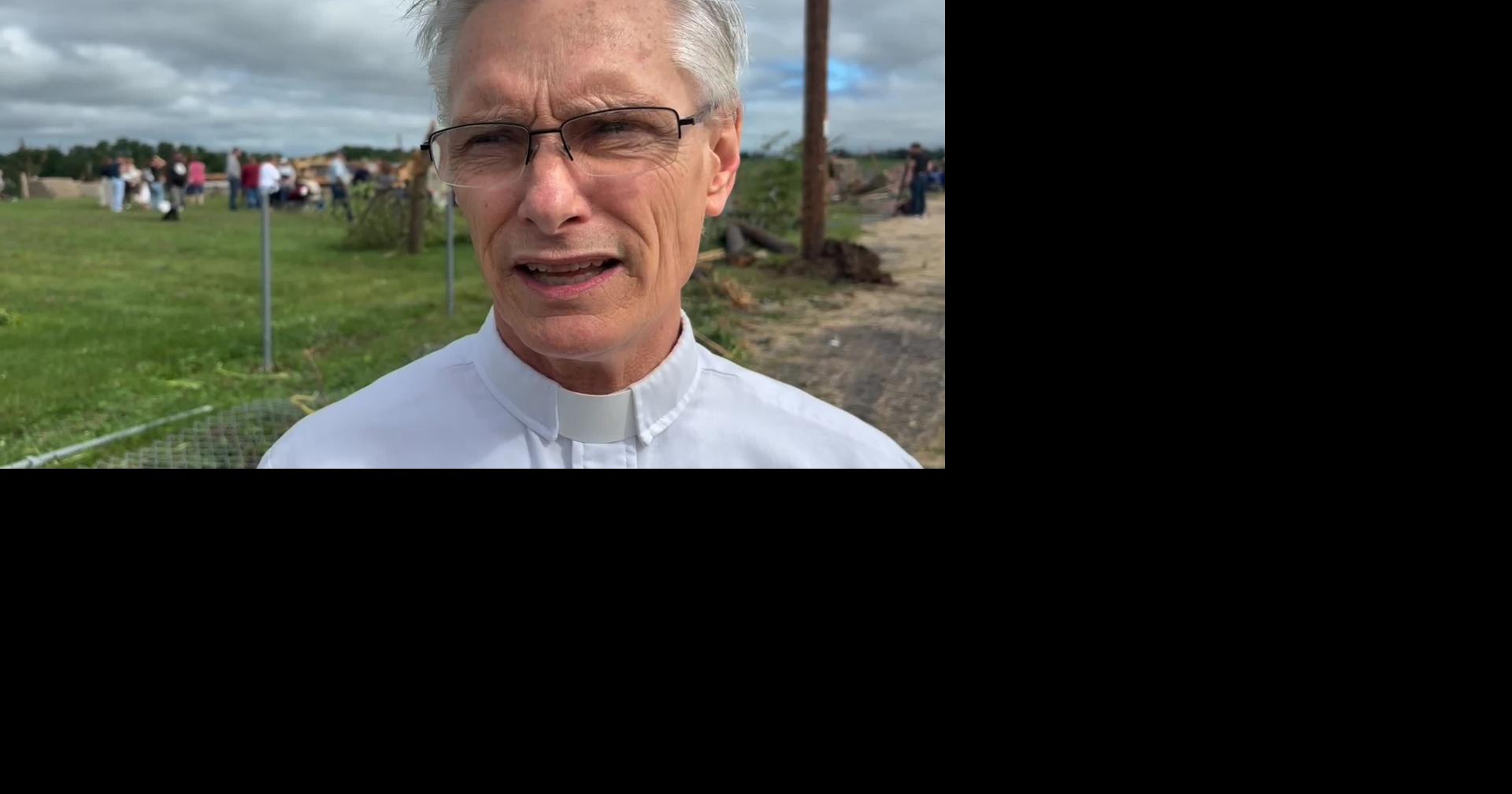 Argyle Lutheran Church pastor Dan Bohlman assesses storm damage