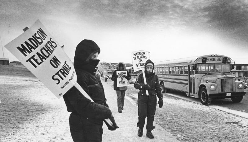 Madison teachers strike 1976 picketing 1