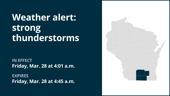 Storms with hail in south-central Wisconsin Friday morning