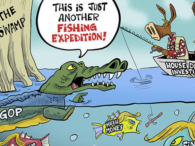Hands On Wisconsin Democrats Go Fishing In Trump S Swamp Opinion Cartoon Madison Com