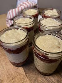 Rice pudding and cranberry compote