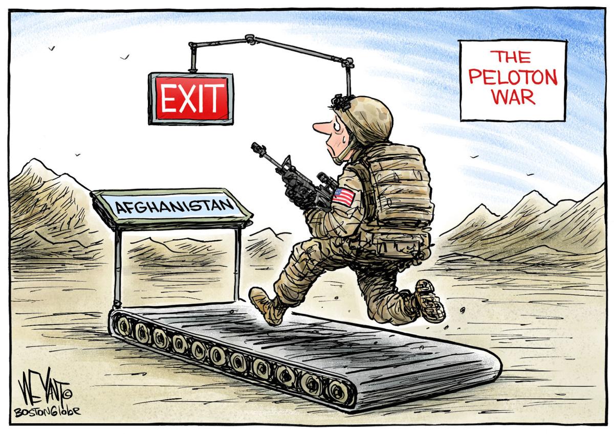 Afghanistan has become the Peloton war, in Christopher Weyant's latest political cartoon | Opinion | Cartoon | madison.com