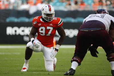 Miami defensive lineman Jonathan Garvin