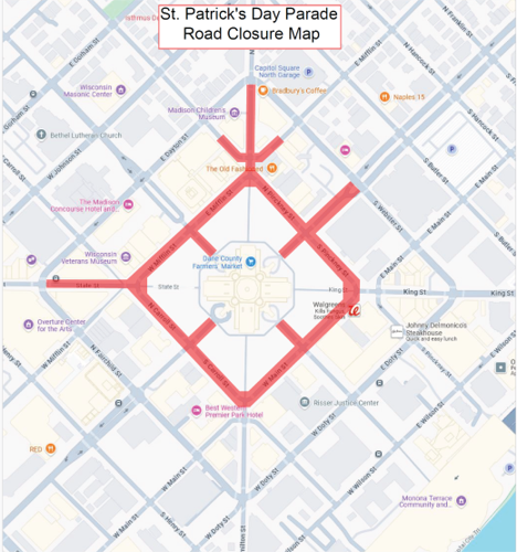 Street Closures for St. Patrick’s Day Parade