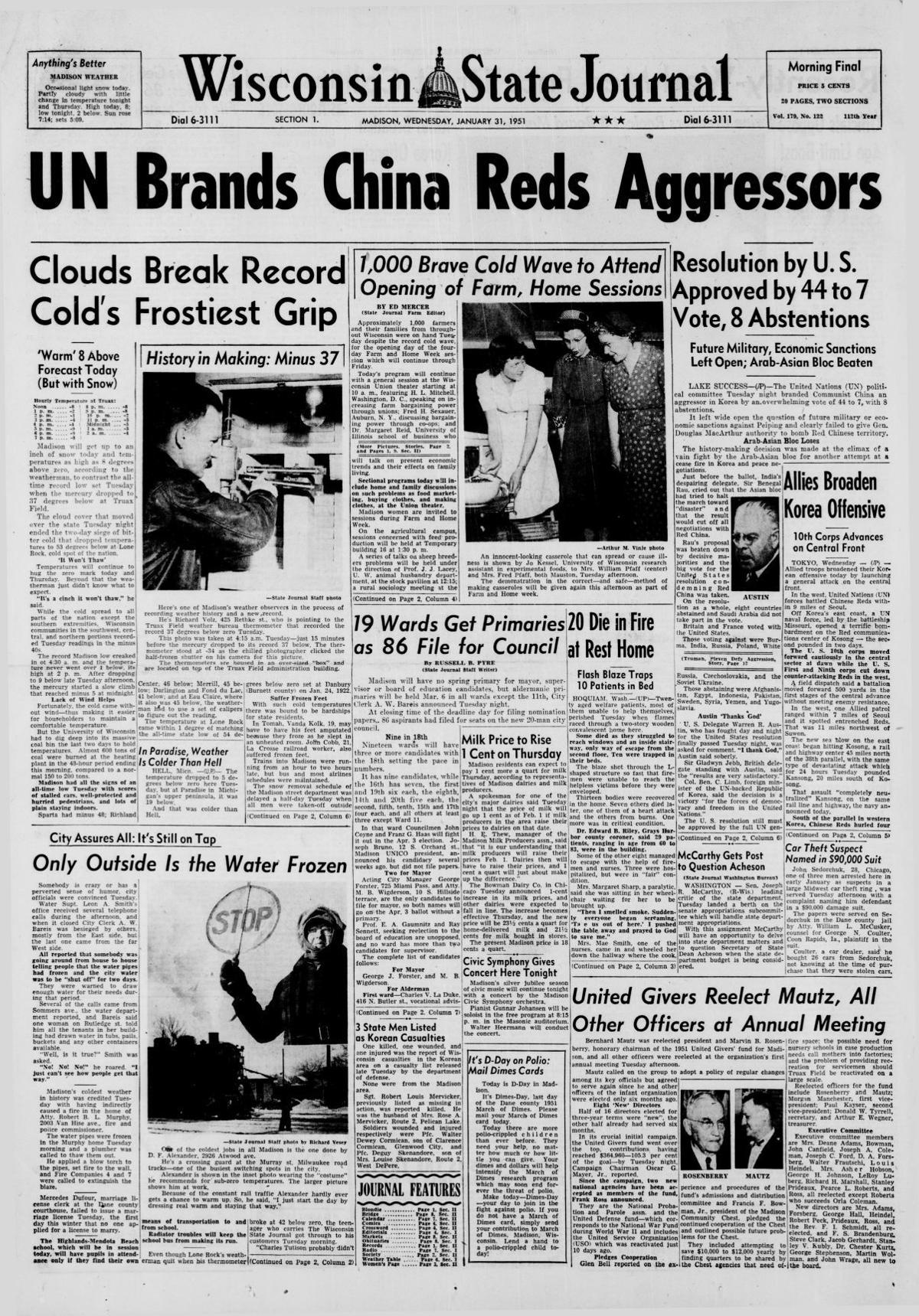 Coldest day in Madison history