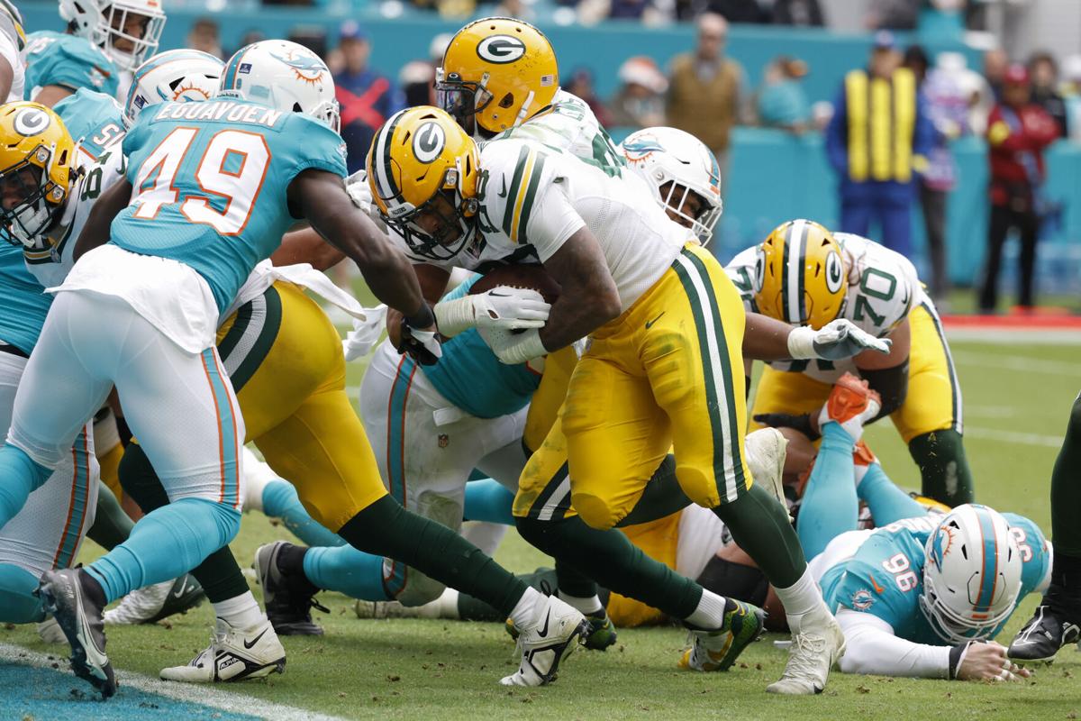 Green Bay Packers cornerback Rasul Douglas (29) tackles Kansas City Chiefs  wide receiver Tyreek …