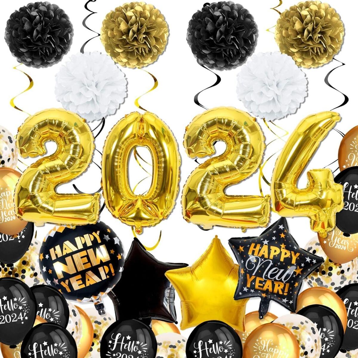 3. New Year's Party 2024 Gold Balloons