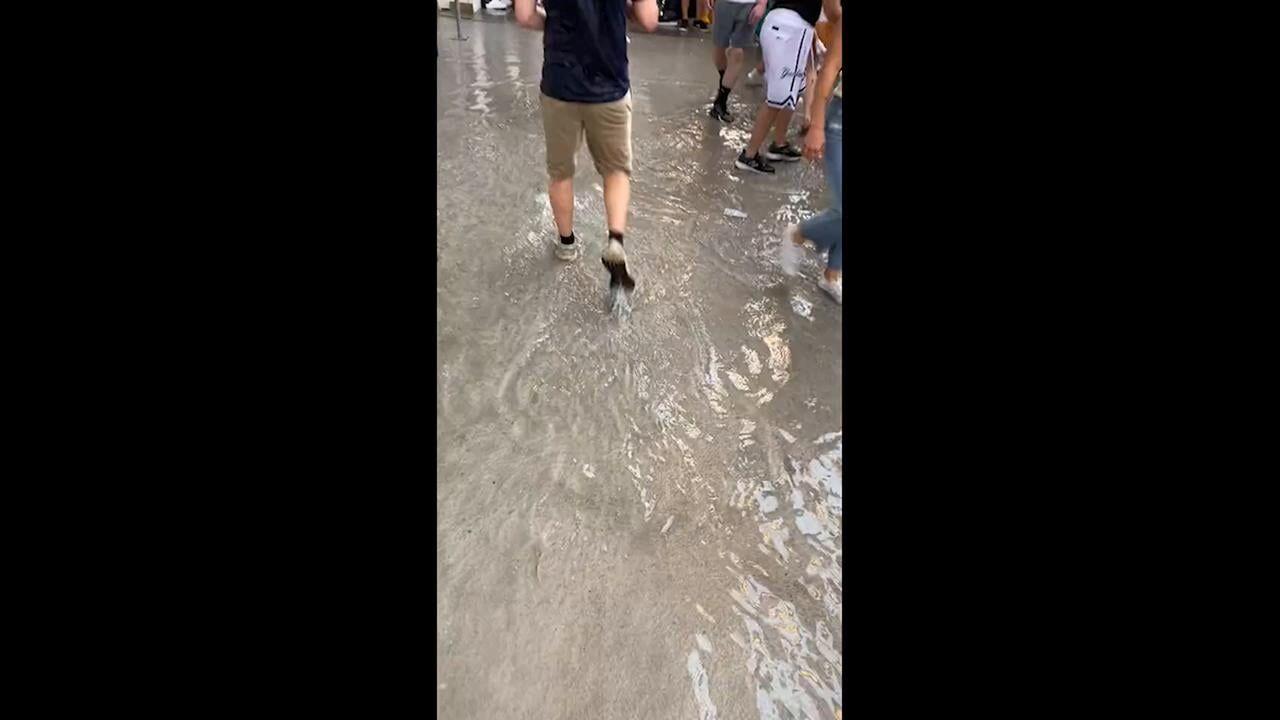 Yankee Stadium floods after torrential rains hit New York City