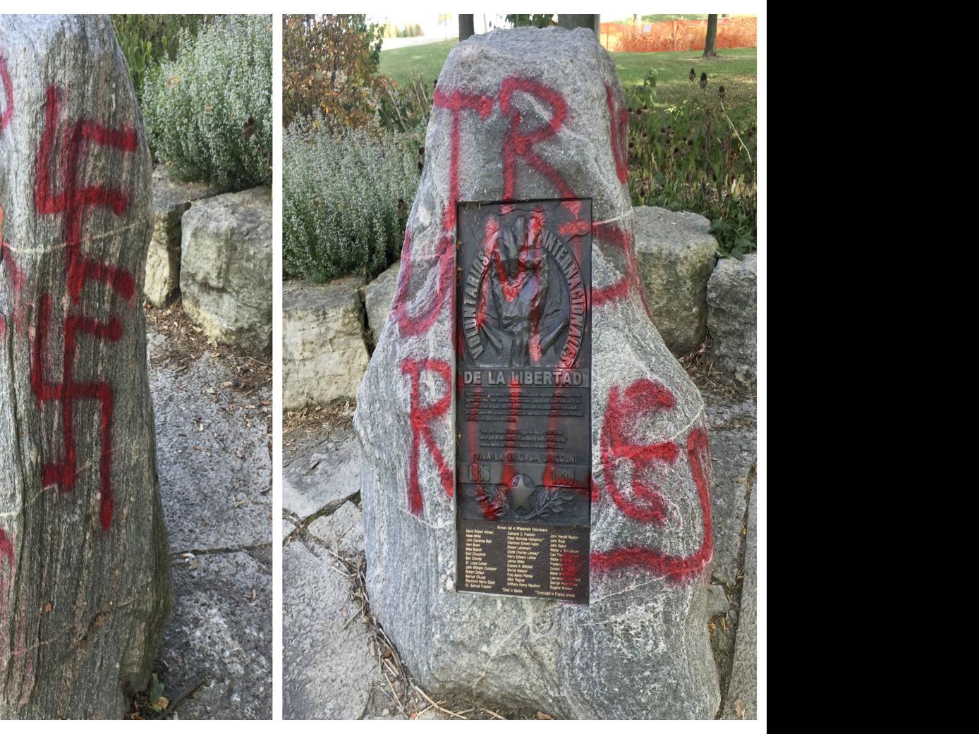 Trump Rules Antifa Sucks Graffiti Swastikas Scrubbed From Monument Near Historic Madison Synagogue Crime News Madison Com