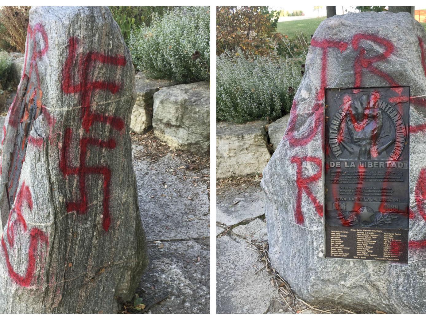 Trump Rules Antifa Sucks Graffiti Swastikas Scrubbed From Monument Near Historic Madison Synagogue Crime News Madison Com