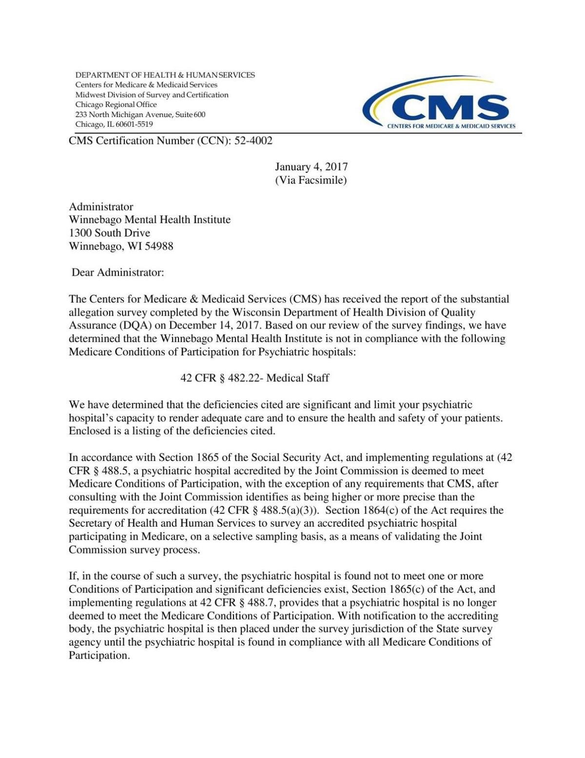 Jan. 4 letter from CMS to Winnebago