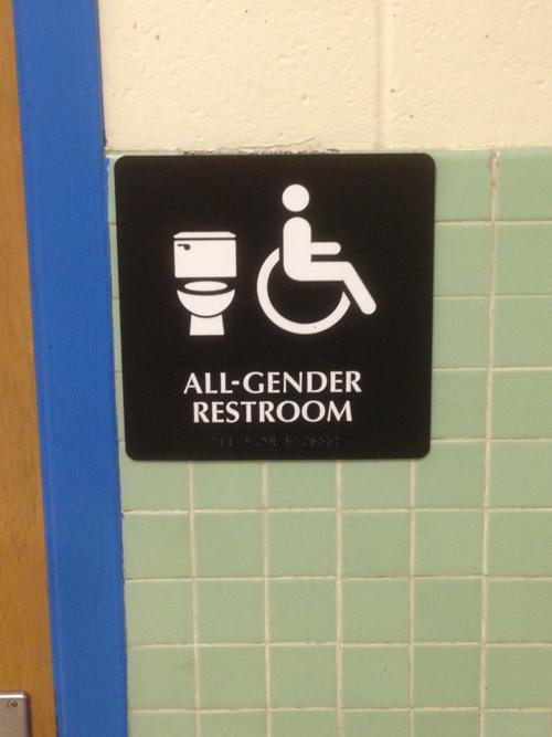 All-gender bathroom signage