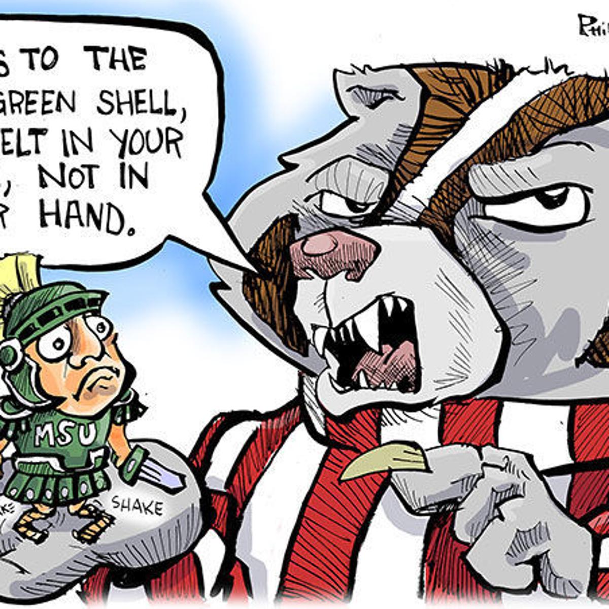 Hands On Wisconsin Sparty S Armor Is A Treat For Bucky Opinion Cartoon Madison Com Hands On Wisconsin Sparty S Armor Is A Treat For Bucky Opinion Cartoon Madison Com