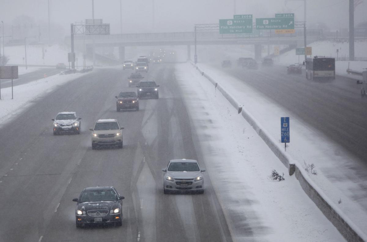 Beltline traffic in snow