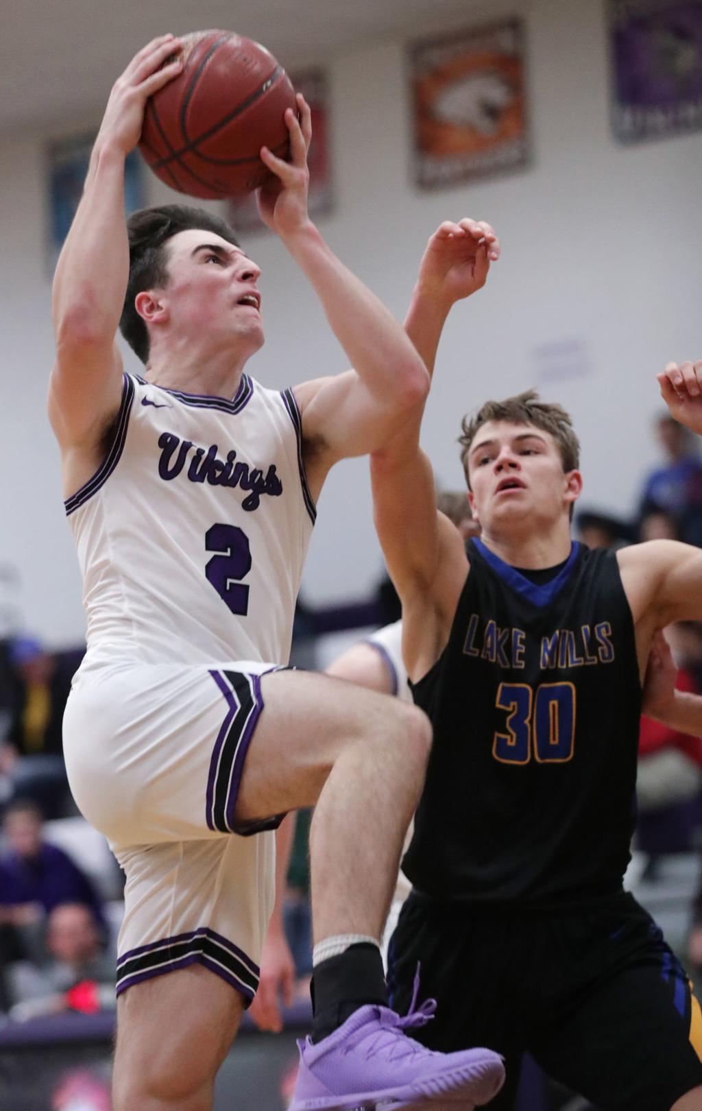 Cael Mcgee Stoughton Defeat Lake Mills In Boys Basketball Season