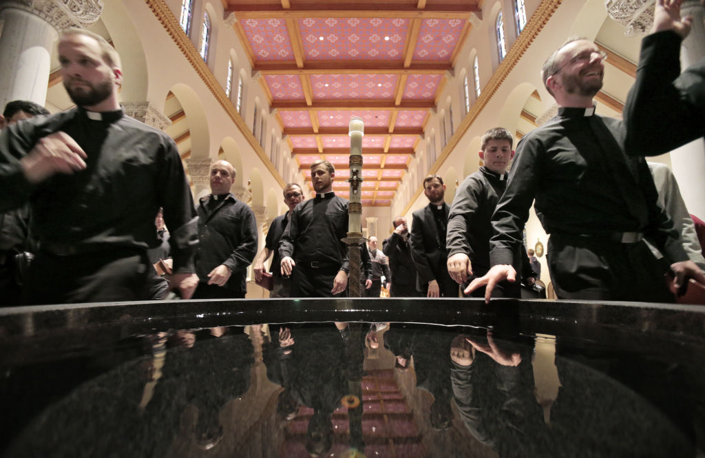 Seminarians leaving prayer service